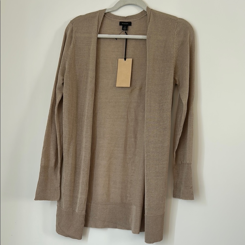 Halogen Tan Open Front Cardigan Sweater